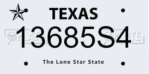 13685S4 Texas License Plate