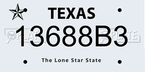 13688B3 Texas License Plate
