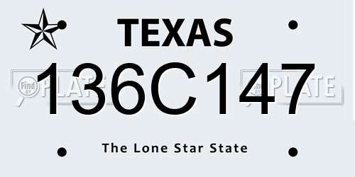 136C147 Texas License Plate
