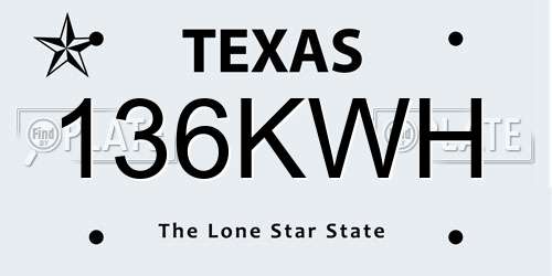 136KWH Texas License Plate