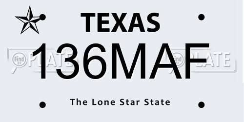 136MAF Texas License Plate