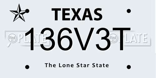 136V3T Texas License Plate