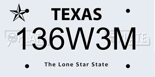 136W3M Texas License Plate
