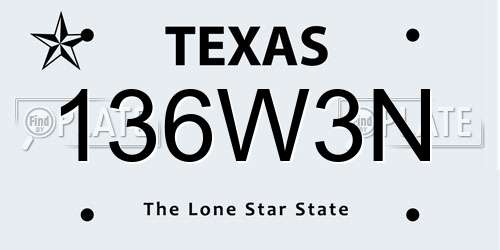 136W3N Texas License Plate