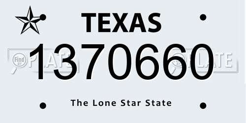 1370660 Texas License Plate