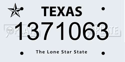 1371063 Texas License Plate
