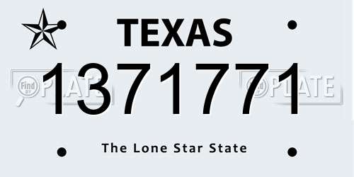1371771 Texas License Plate