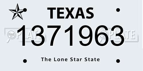 1371963 Texas License Plate
