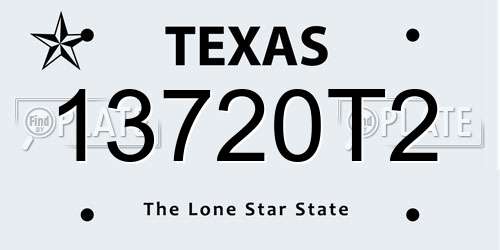 13720T2 Texas License Plate