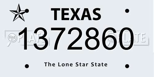 1372860 Texas License Plate