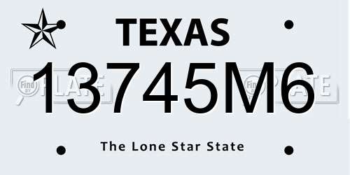 13745M6 Texas License Plate