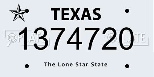 1374720 Texas License Plate