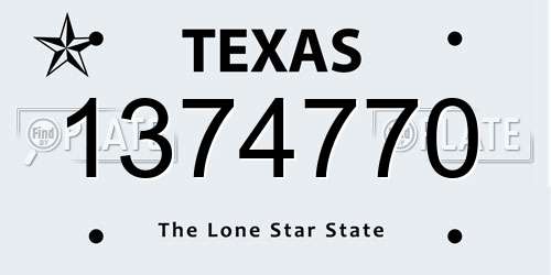 1374770 Texas License Plate