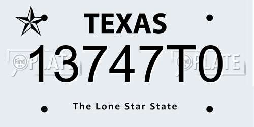 13747T0 Texas License Plate