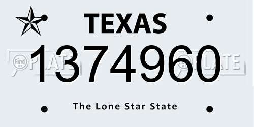 1374960 Texas License Plate