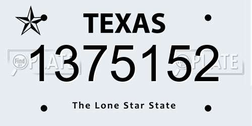 1375152 Texas License Plate