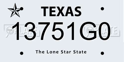 13751G0 Texas License Plate