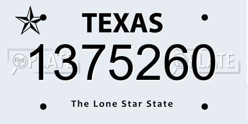 1375260 Texas License Plate