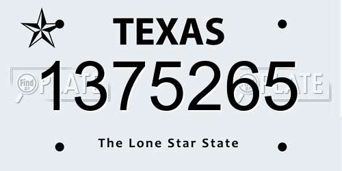 1375265 Texas License Plate