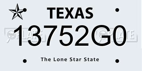 13752G0 Texas License Plate