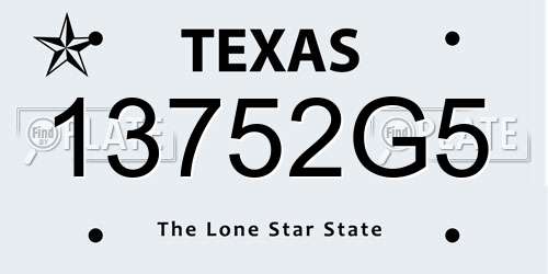 13752G5 Texas License Plate