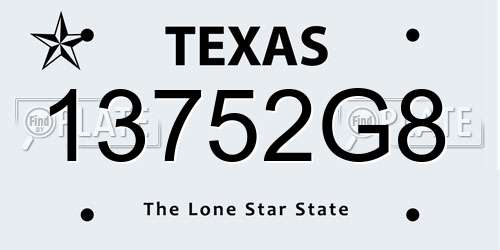 13752G8 Texas License Plate