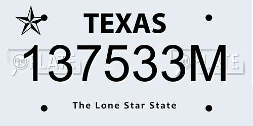 137533M Texas License Plate