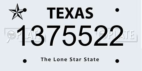 1375522 Texas License Plate