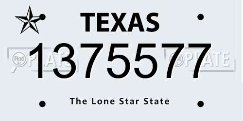1375577 Texas License Plate