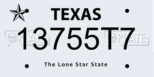 13755T7 Texas License Plate