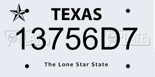 13756D7 Texas License Plate
