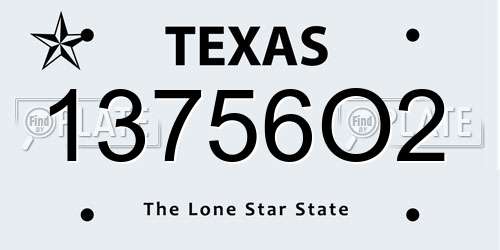 13756O2 Texas License Plate