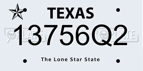13756Q2 Texas License Plate