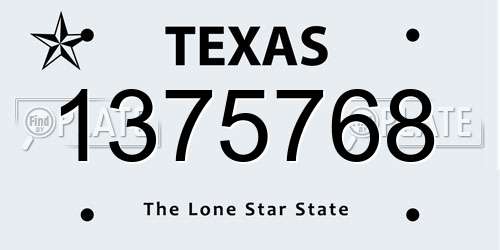 1375768 Texas License Plate