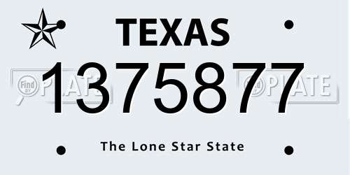 1375877 Texas License Plate