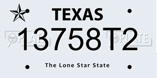 13758T2 Texas License Plate