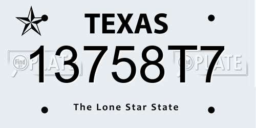 13758T7 Texas License Plate