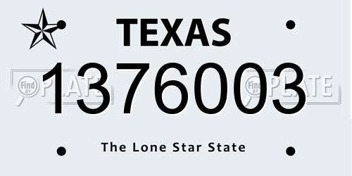 1376003 Texas License Plate
