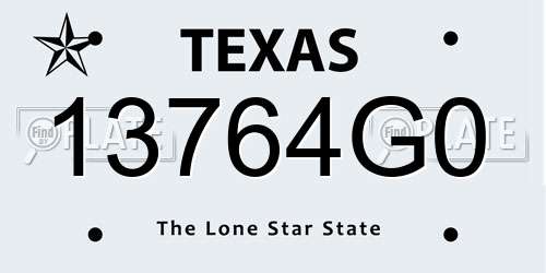 13764G0 Texas License Plate