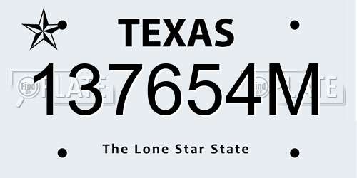 137654M Texas License Plate