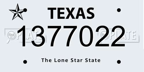 1377022 Texas License Plate