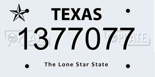 1377077 Texas License Plate