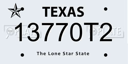 13770T2 Texas License Plate