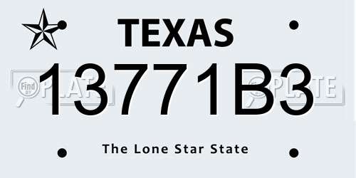 13771B3 Texas License Plate