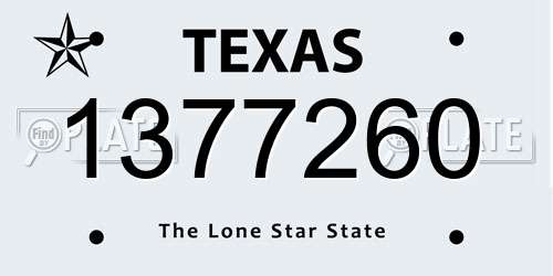 1377260 Texas License Plate