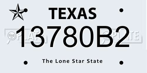 13780B2 Texas License Plate