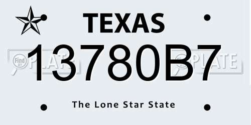 13780B7 Texas License Plate