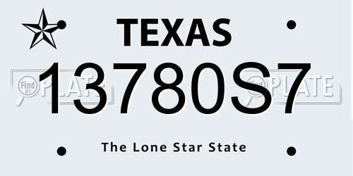 13780S7 Texas License Plate