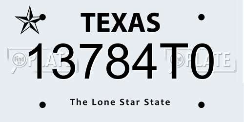 13784T0 Texas License Plate
