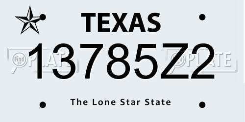 13785Z2 Texas License Plate
